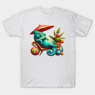 Lazy Chilling Chameleon Illustration T-Shirt